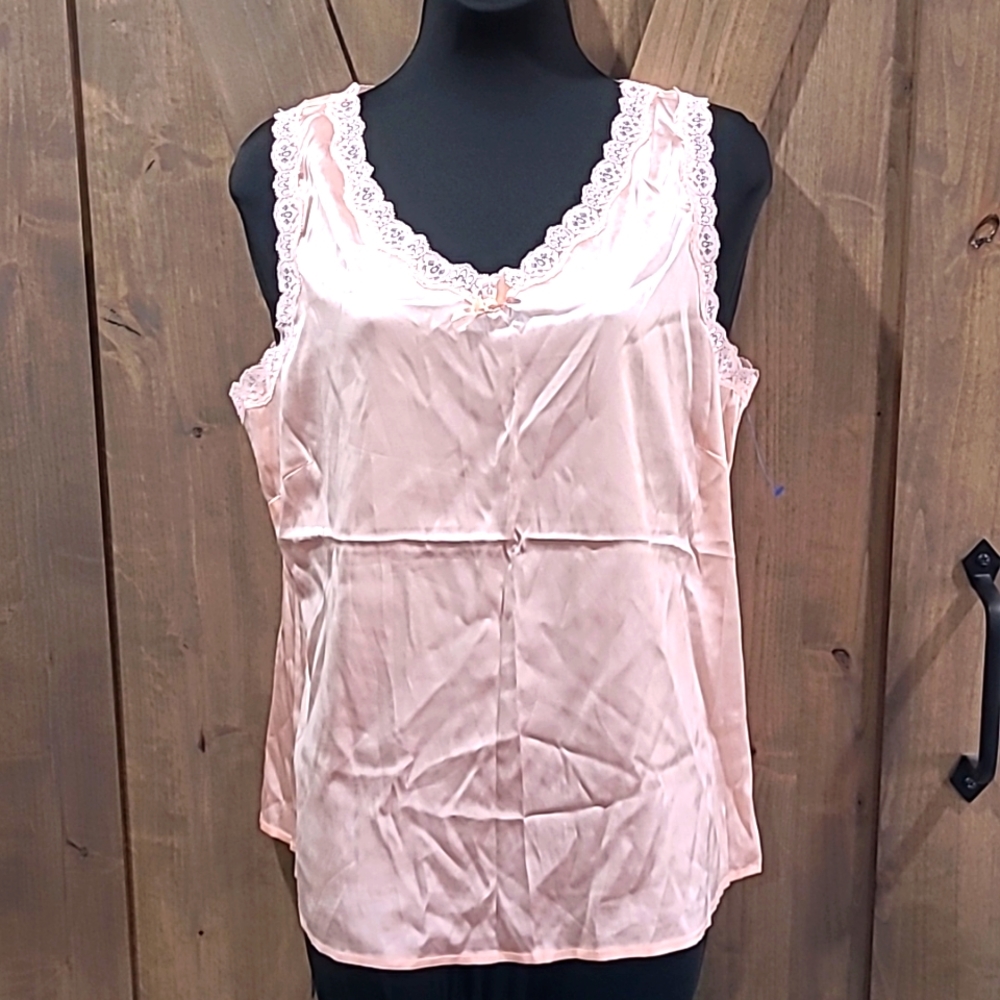 Light Pink Silky Camisole Lingerie Lace Trim